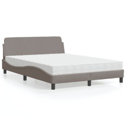 Lit avec matelas taupe 140x200 cm tissu 