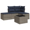 Salon de jardin 5 pcs avec coussins gris résine tressée 