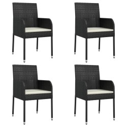 Ensemble à manger de jardin coussins 5pcs Noir Résine tressée 