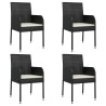 Ensemble à manger de jardin coussins 5pcs Noir Résine tressée 