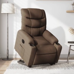 Fauteuil inclinable électrique marron tissu 
