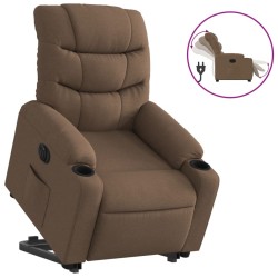Fauteuil inclinable électrique marron tissu 