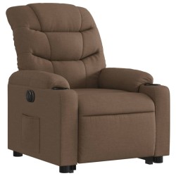 Fauteuil inclinable électrique marron tissu 