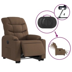 Fauteuil inclinable électrique marron tissu 