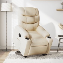 Fauteuil inclinable électrique crème tissu 