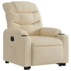 Fauteuil inclinable électrique crème tissu 