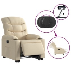 Fauteuil inclinable électrique crème tissu 