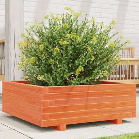 Jardinière cire marron 70x70x26,5 cm bois de pin massif 
