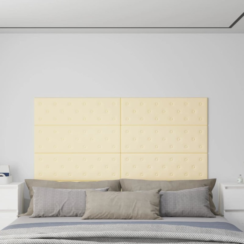 Panneaux muraux 12 pcs Crème 90x30 cm Similicuir 3,24 m² 
