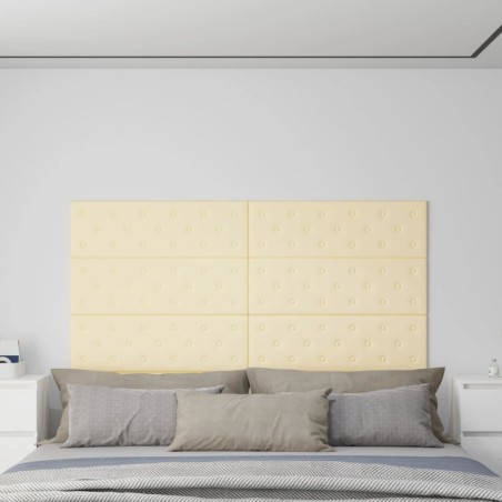 Panneaux muraux 12 pcs Crème 90x30 cm Similicuir 3,24 m² 