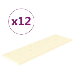 Panneaux muraux 12 pcs Crème 90x30 cm Similicuir 3,24 m² 