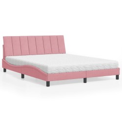 Lit avec matelas rose 160x200 cm velours 