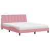 Lit avec matelas rose 160x200 cm velours 