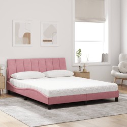 Lit avec matelas rose 160x200 cm velours 