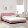 Lit avec matelas rose 160x200 cm velours 