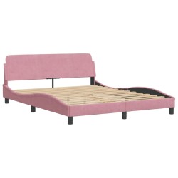 Lit avec matelas rose 160x200 cm velours 