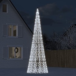 Sapin de Noël à LED sur mât de drapeau 1534 LED blanc 500 cm 
