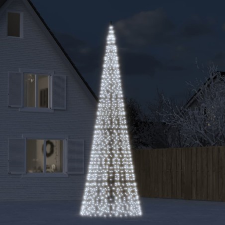 Sapin de Noël à LED sur mât de drapeau 1534 LED blanc 500 cm 