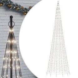 Sapin de Noël à LED sur mât de drapeau 1534 LED blanc 500 cm 