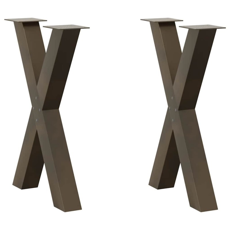 Pieds de table à manger en forme de X, 2 pièces, acier naturel, 60 x (72-73) cm 