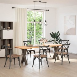 Pieds de table à manger en forme de X, 2 pièces, acier naturel, 60 x (72-73) cm 
