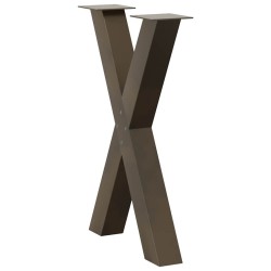 Pieds de table à manger en forme de X, 2 pièces, acier naturel, 60 x (72-73) cm 