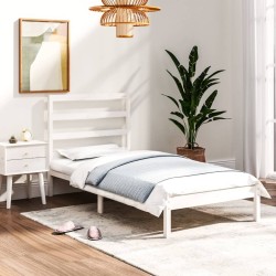 Cadre de lit sans matelas blanc 75x190 cm bois massif 