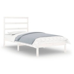 Cadre de lit sans matelas blanc 75x190 cm bois massif 