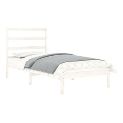 Cadre de lit sans matelas blanc 75x190 cm bois massif 