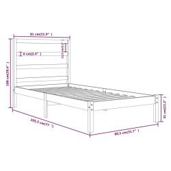 Cadre de lit sans matelas blanc 75x190 cm bois massif 