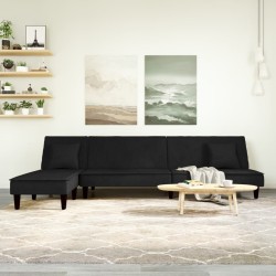 Canapé-lit en forme de L noir 255x140x70 cm velours 