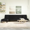 Canapé-lit en forme de L noir 255x140x70 cm velours 
