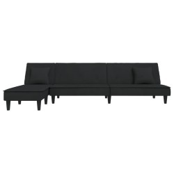 Canapé-lit en forme de L noir 255x140x70 cm velours 