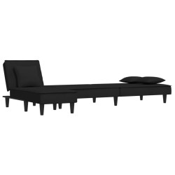 Canapé-lit en forme de L noir 255x140x70 cm velours 