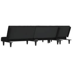 Canapé-lit en forme de L noir 255x140x70 cm velours 