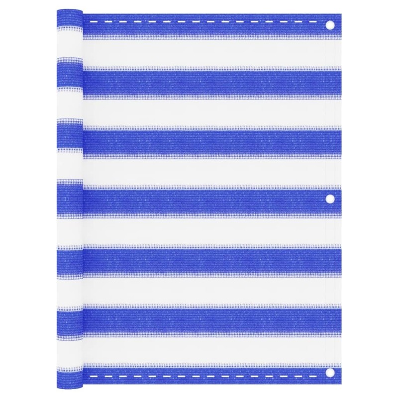 Écran de balcon Bleu et blanc 75x300 cm PEHD Écran de balcon Bleu et blanc 75x300 cm PEHD