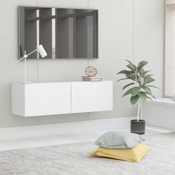Meuble TV Blanc brillant 100x30x30 cm Bois d’ingénierie 