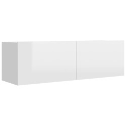 Meuble TV Blanc brillant 100x30x30 cm Bois d’ingénierie 