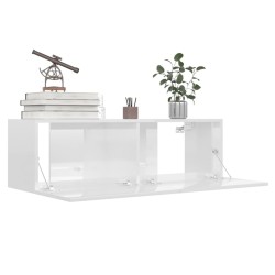 Meuble TV Blanc brillant 100x30x30 cm Bois d’ingénierie 