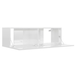 Meuble TV Blanc brillant 100x30x30 cm Bois d’ingénierie 