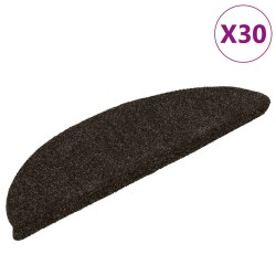 Tapis d'escalier autocollant 30 pcs marron foncé 56x17x3 cm 