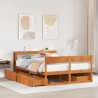 Cadre de lit sans matelas cire marron 135x190cm bois pin massif 