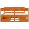 Cadre de lit sans matelas cire marron 135x190cm bois pin massif 