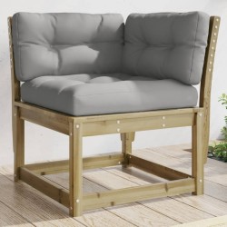 Canapé d'angle de jardin avec coussins bois de pin imprégné  
