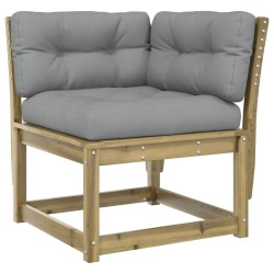 Canapé d'angle de jardin avec coussins bois de pin imprégné  