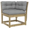 Canapé d'angle de jardin avec coussins bois de pin imprégné  