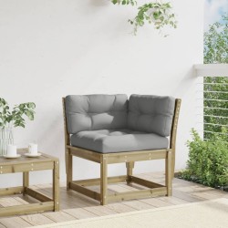 Canapé d'angle de jardin avec coussins bois de pin imprégné  
