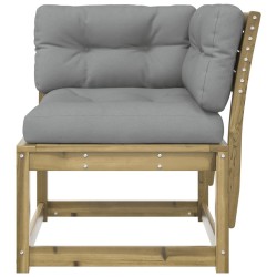 Canapé d'angle de jardin avec coussins bois de pin imprégné  