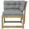 Canapé d'angle de jardin avec coussins bois de pin imprégné  