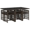 Ensemble à manger de jardin et coussins 7 pcs marron rotin 